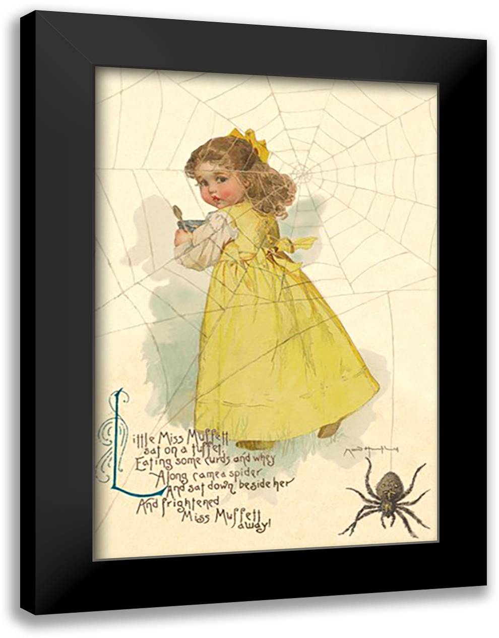 Little Miss Muffett 16x22 Black Modern Wood Framed Art Print Poster by Humphrey, Maud