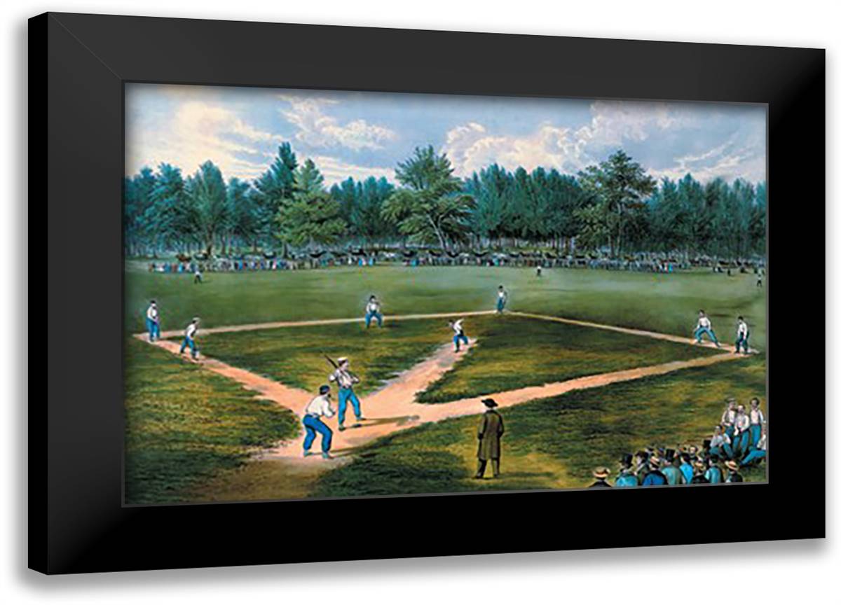 Baseball Diamond 22x16 Black Modern Wood Framed Art Print Poster by Currier, Nathaniel