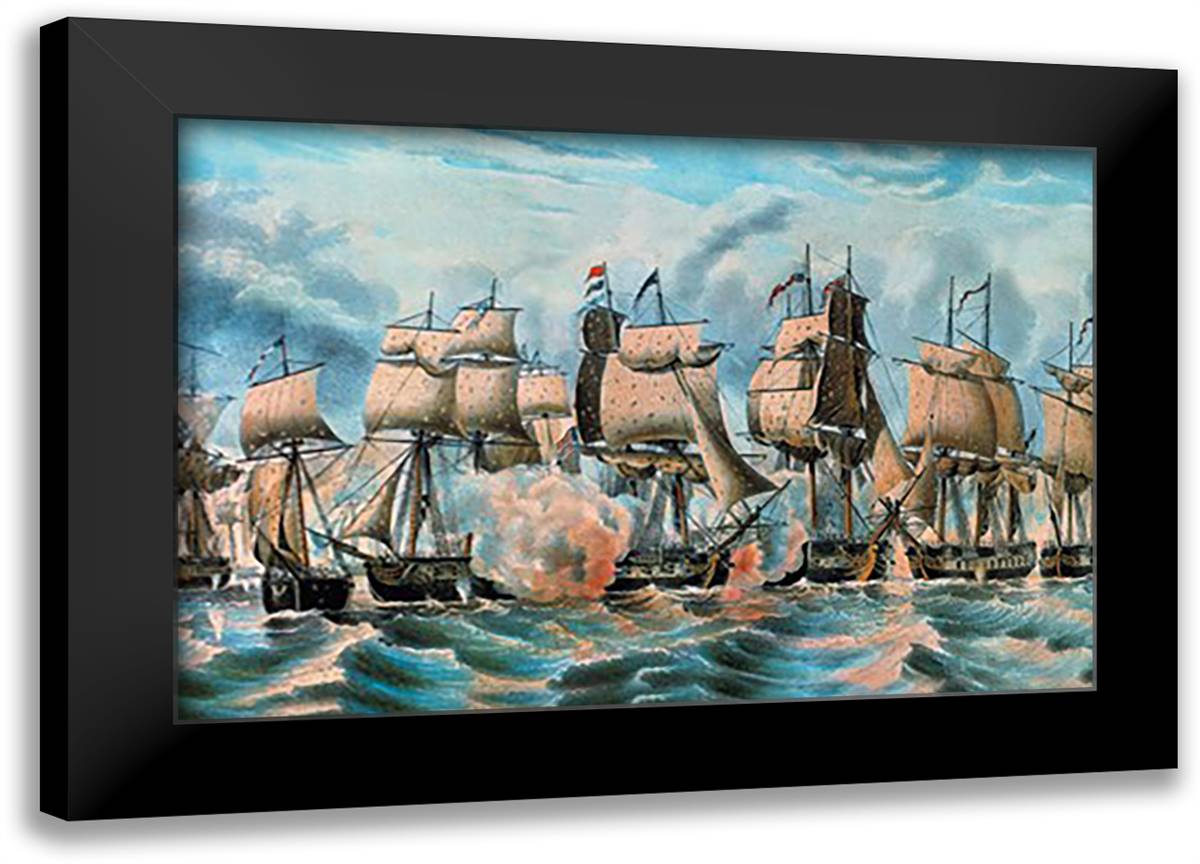Battle Fleet 22x16 Black Modern Wood Framed Art Print Poster by Currier, Nathaniel