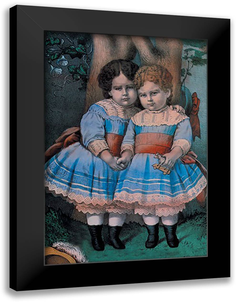 Little Sisters 16x22 Black Modern Wood Framed Art Print Poster by Currier, Nathaniel