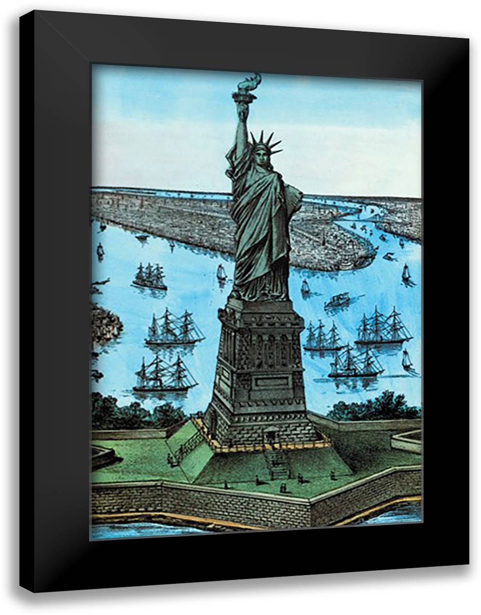Statue of Liberty 16x22 Black Modern Wood Framed Art Print Poster by Currier, Nathaniel