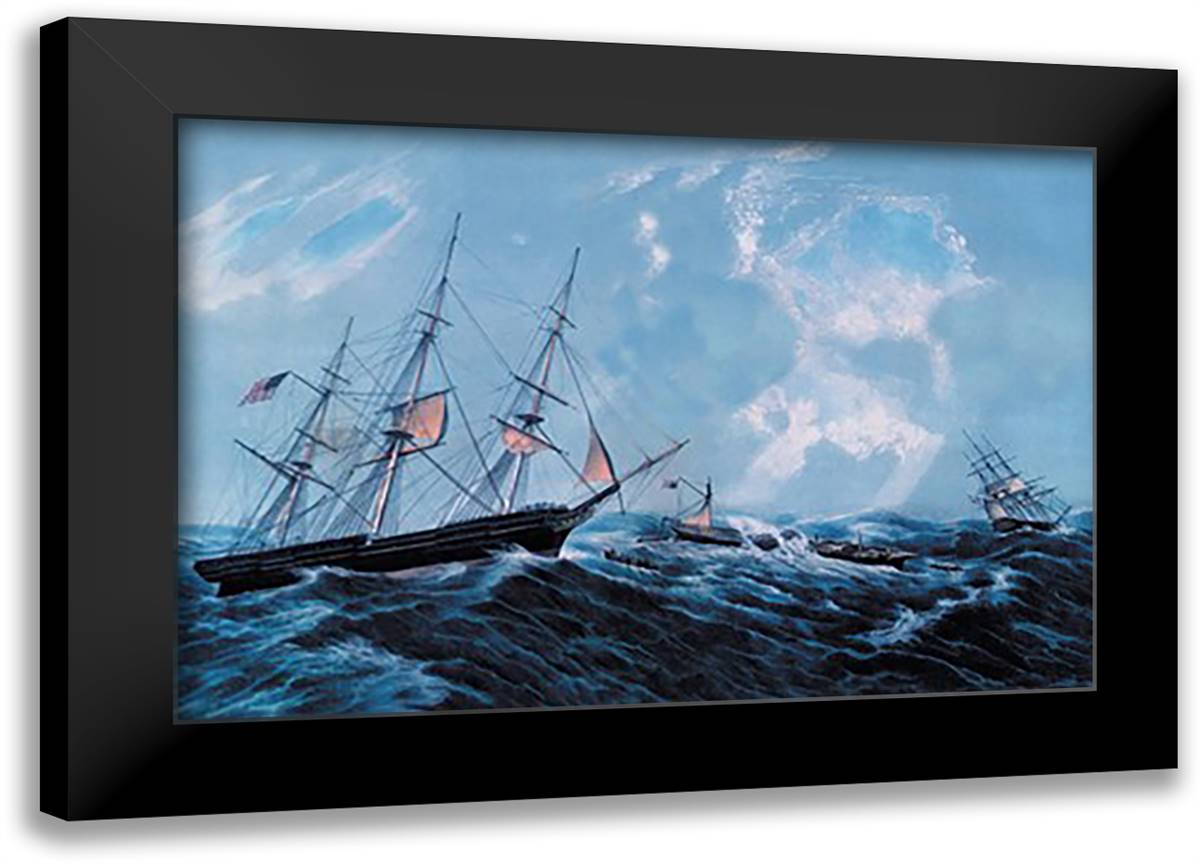 Steam Wreck 22x16 Black Modern Wood Framed Art Print Poster by Currier, Nathaniel