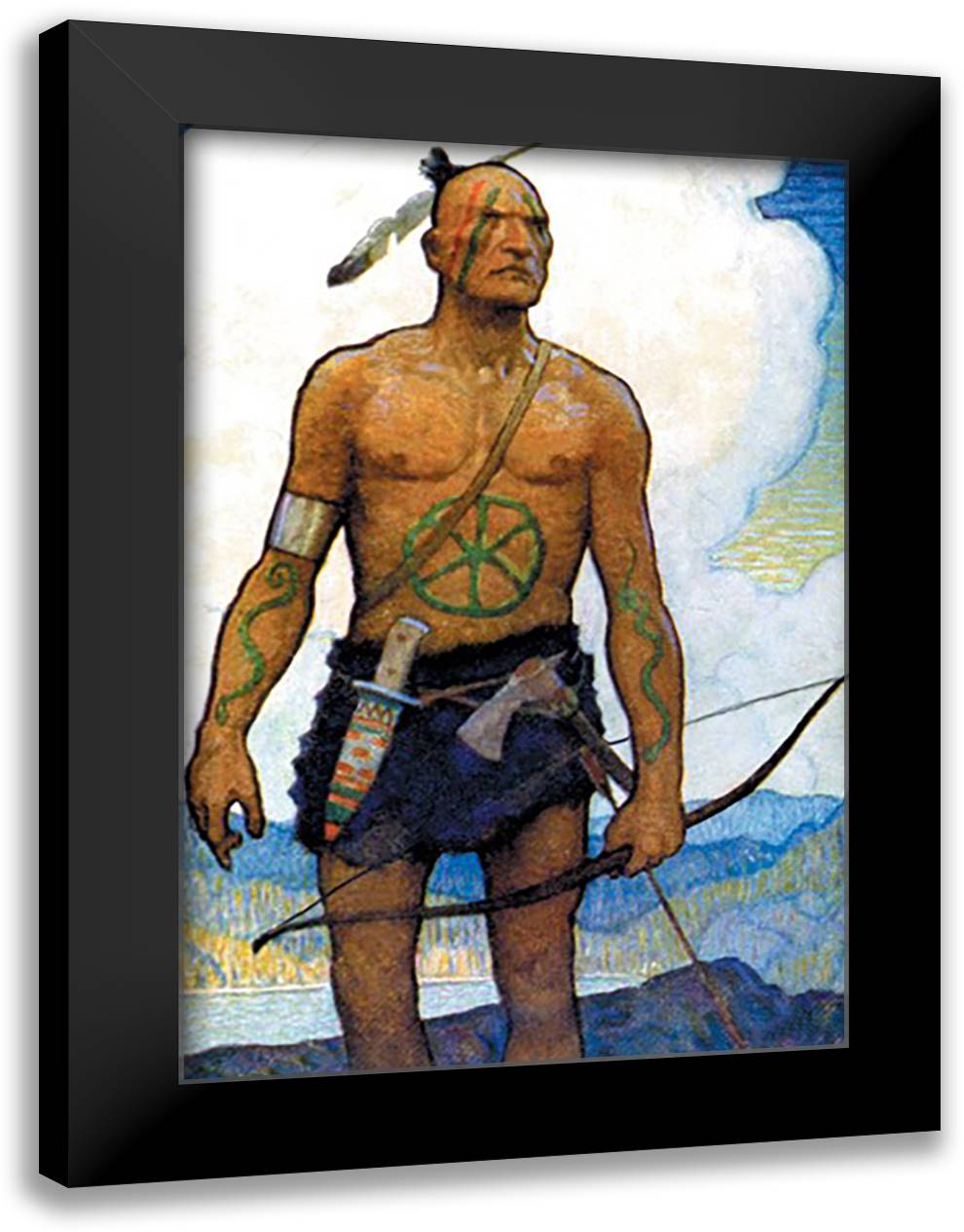 Last of the Mohicans 16x22 Black Modern Wood Framed Art Print Poster by Wyeth, Newell Convers