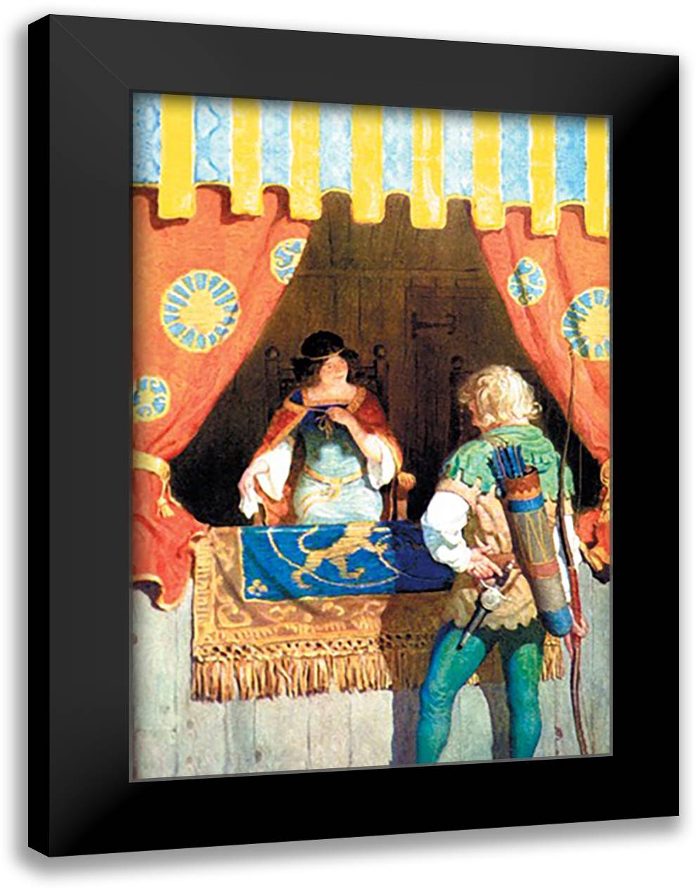 Robin Hood and Maid Marian 16x22 Black Modern Wood Framed Art Print Poster by Wyeth, Newell Convers