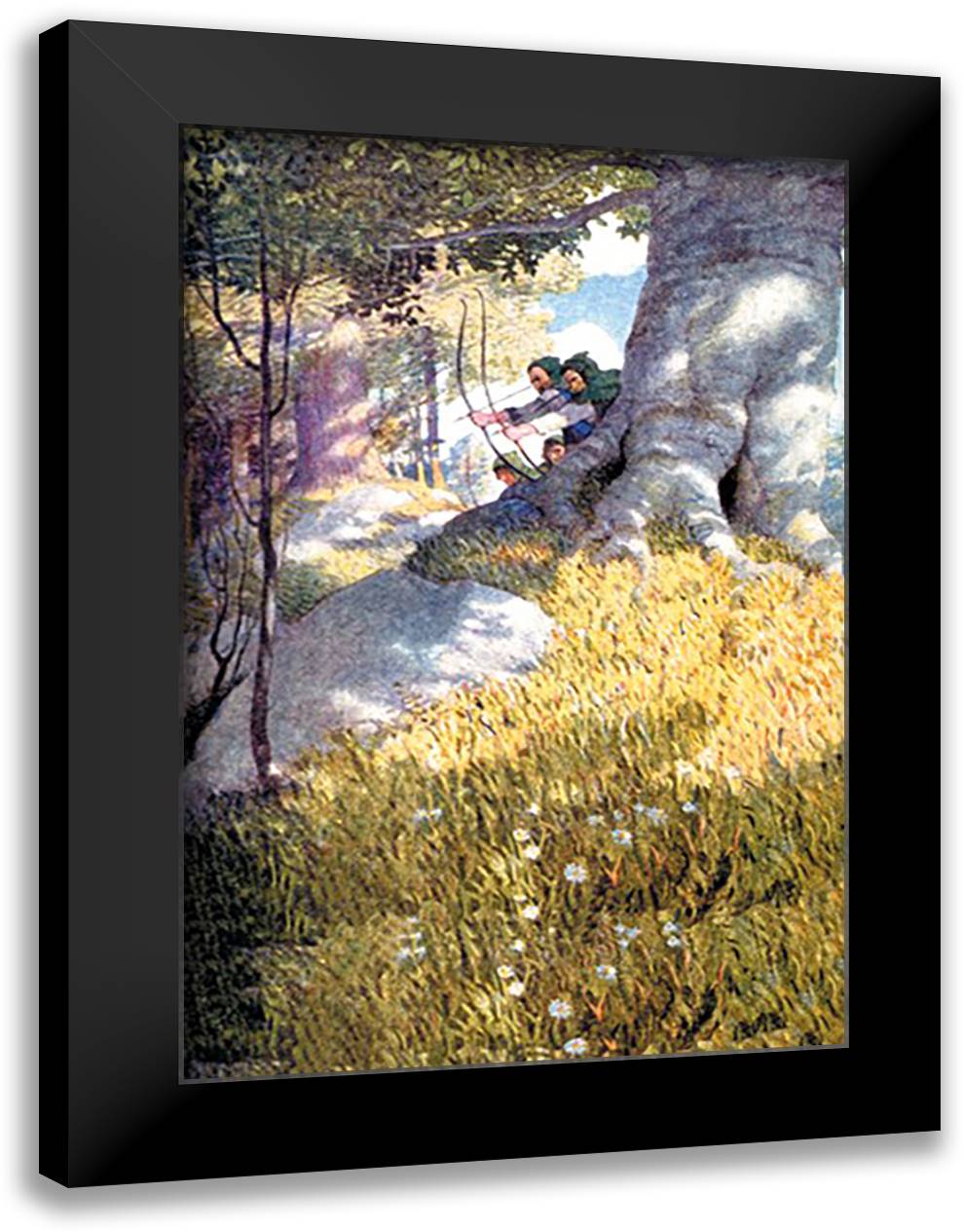 Ambush 16x22 Black Modern Wood Framed Art Print Poster by Wyeth, Newell Convers