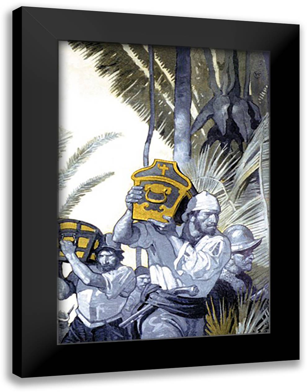 Pirate Treasure 16x22 Black Modern Wood Framed Art Print Poster by Wyeth, Newell Convers