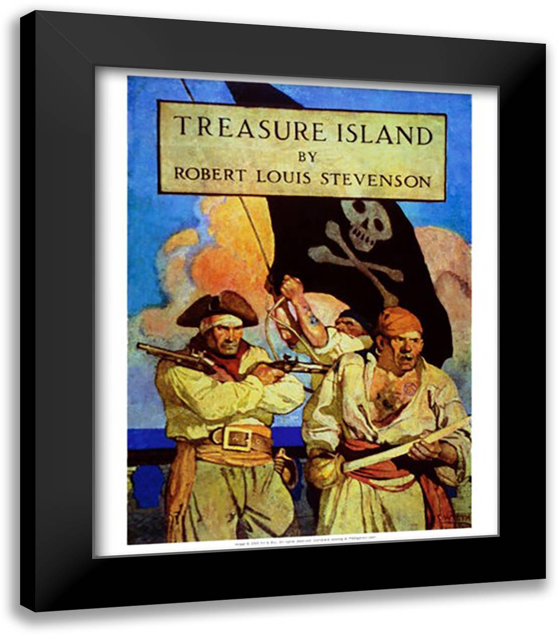 Treasure Island 16x22 Black Modern Wood Framed Art Print Poster by Wyeth, Newell Convers
