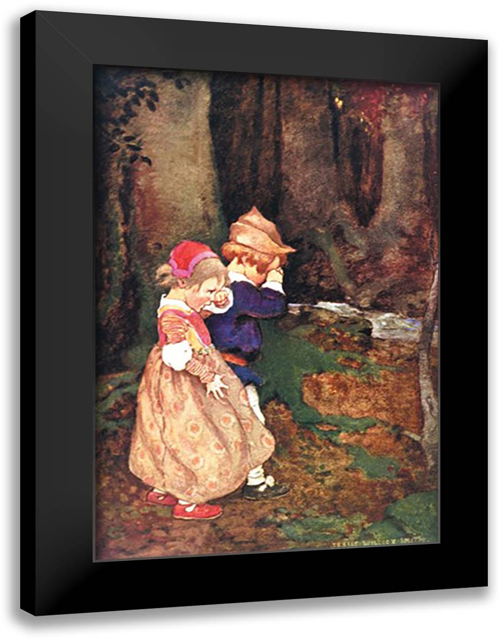 Babes in the Woods 16x22 Black Modern Wood Framed Art Print Poster by Smith, Jessie Wilcox