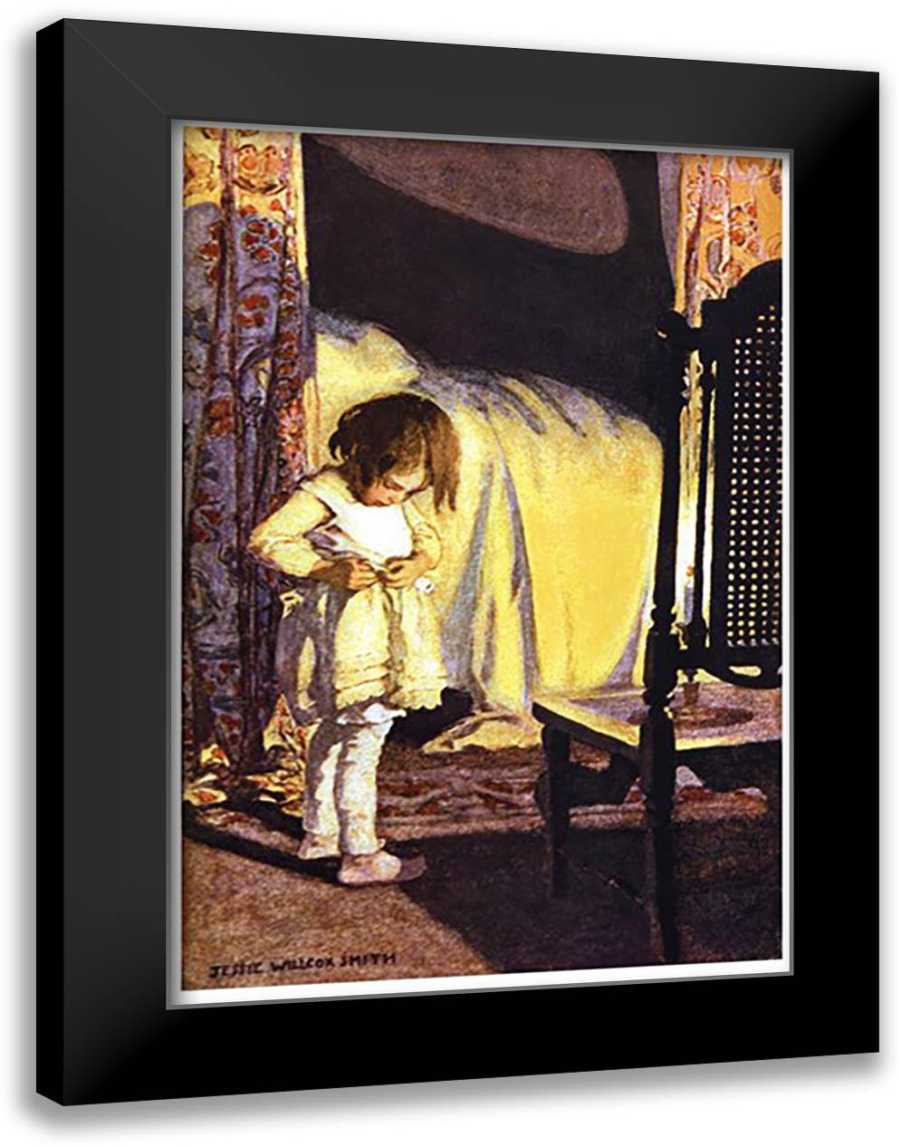 Bed in Summer 16x22 Black Modern Wood Framed Art Print Poster by Smith, Jessie Wilcox