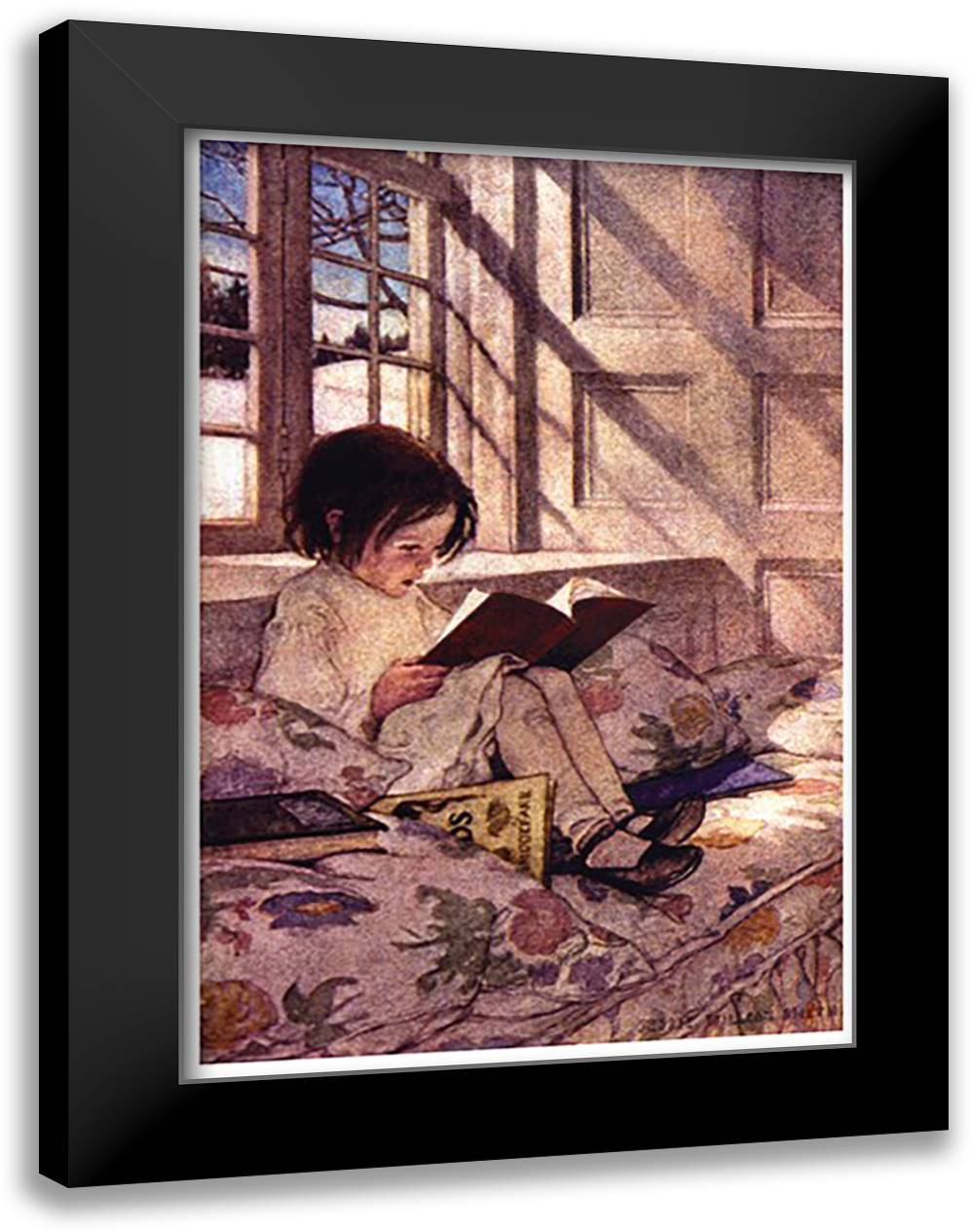 Books in Winter 16x22 Black Modern Wood Framed Art Print Poster by Smith, Jessie Wilcox