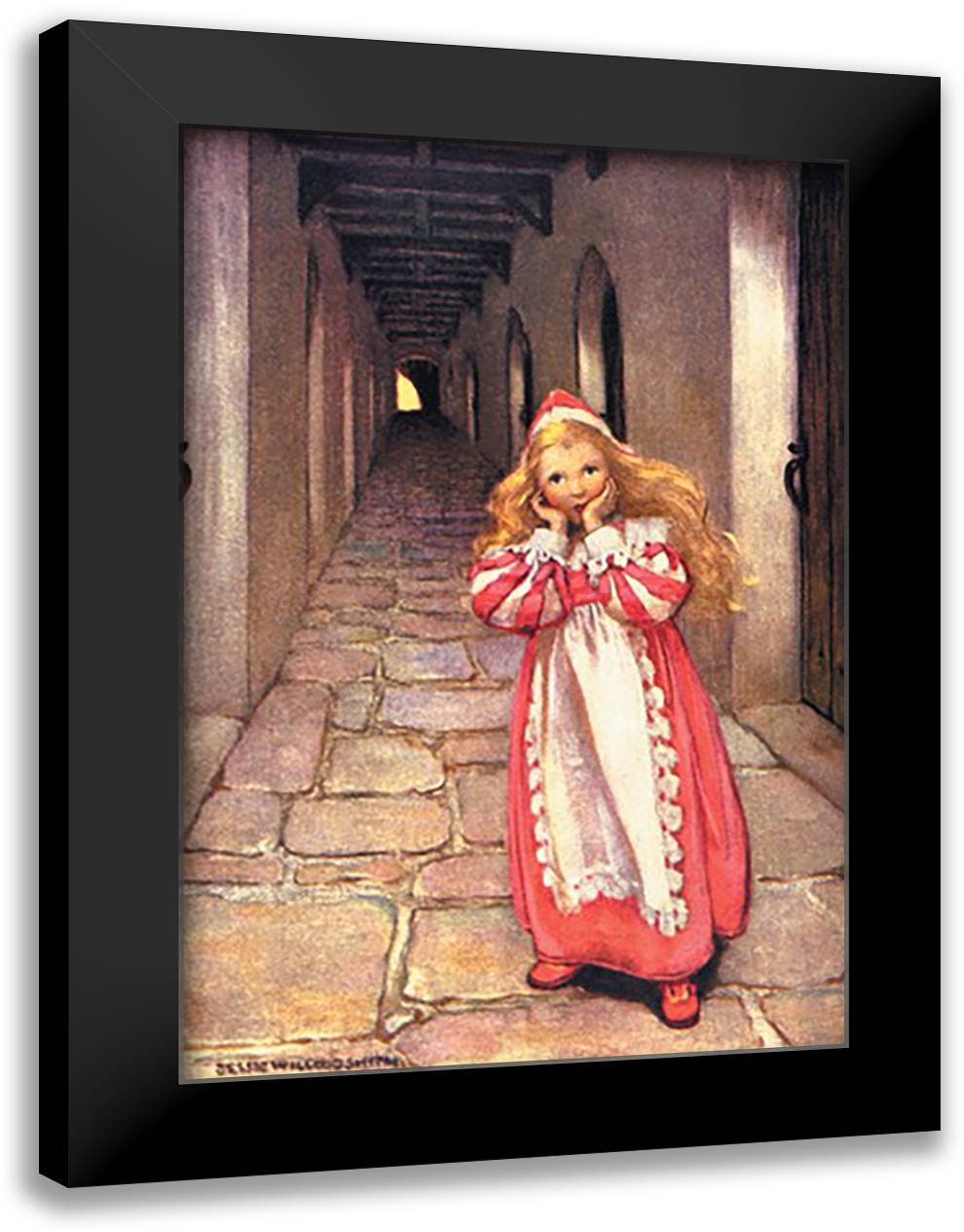 Frightened Princess 16x22 Black Modern Wood Framed Art Print Poster by Smith, Jessie Wilcox