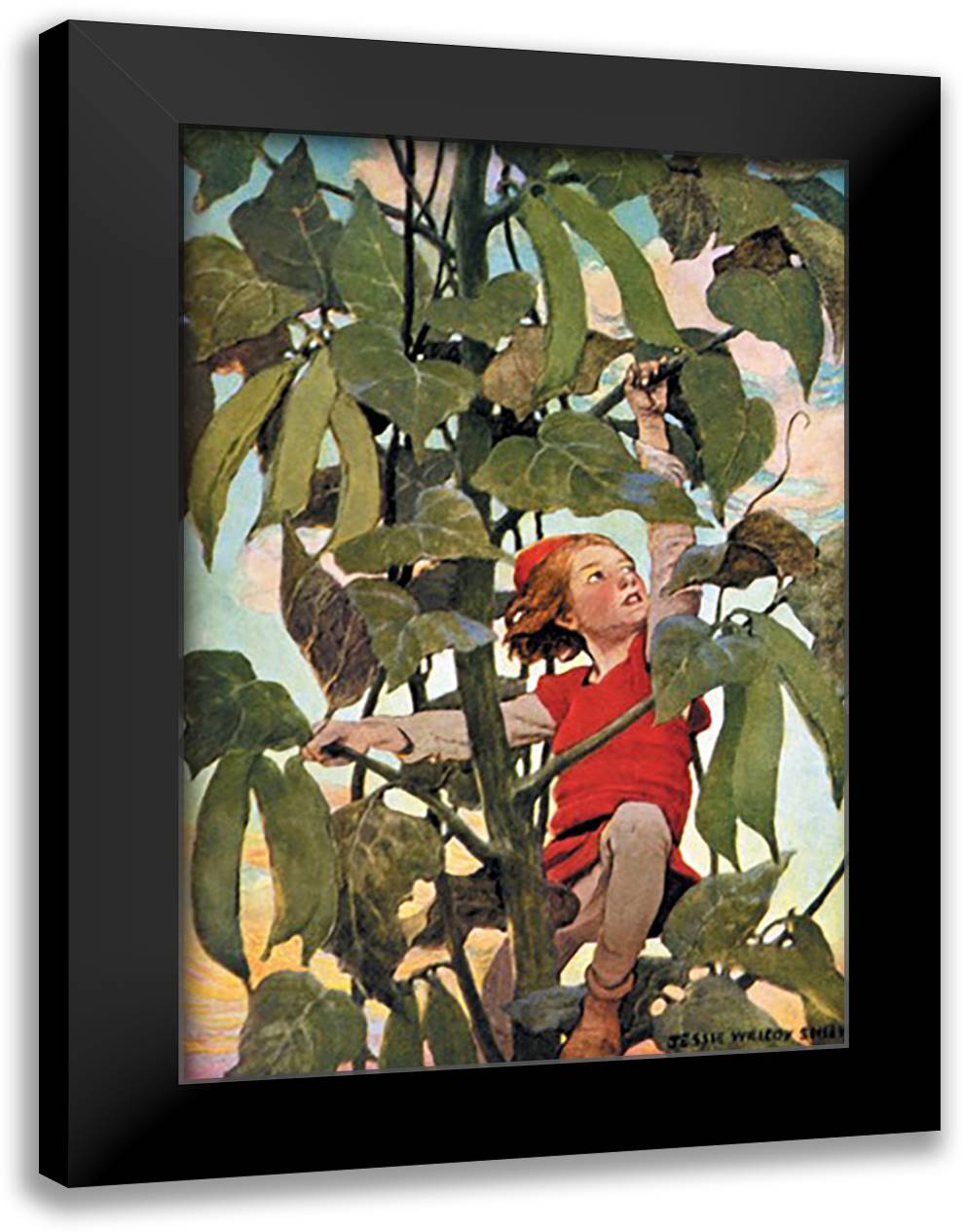 Jack and the Beanstalk 16x22 Black Modern Wood Framed Art Print Poster by Smith, Jessie Wilcox