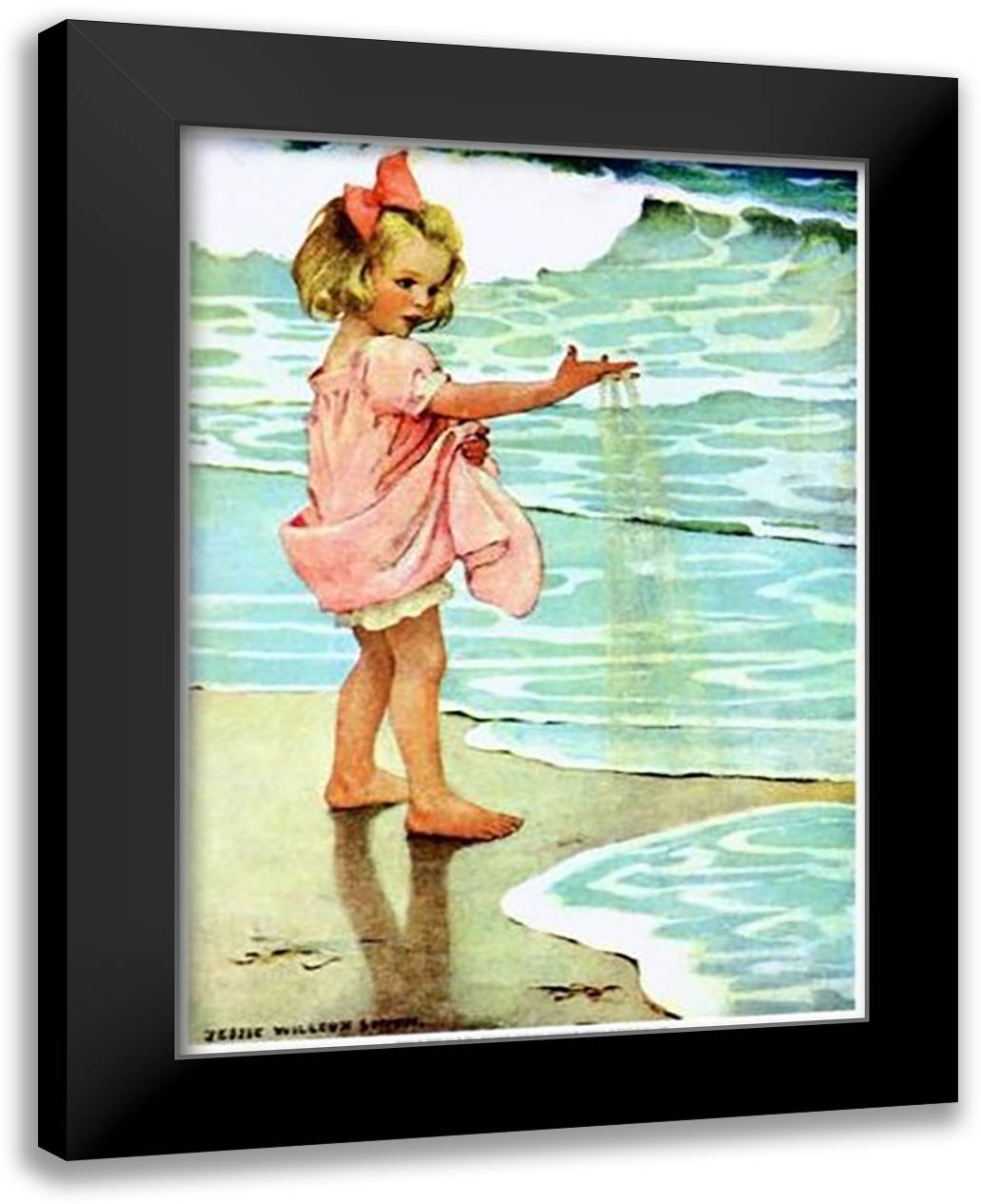 Little Drops 16x22 Black Modern Wood Framed Art Print Poster by Smith, Jessie Wilcox