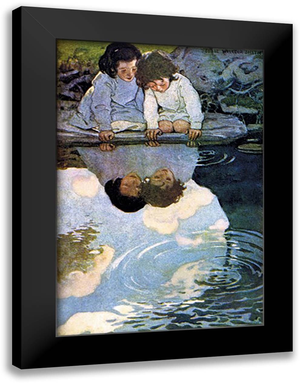 Looking-Glass River 16x22 Black Modern Wood Framed Art Print Poster by Smith, Jessie Wilcox