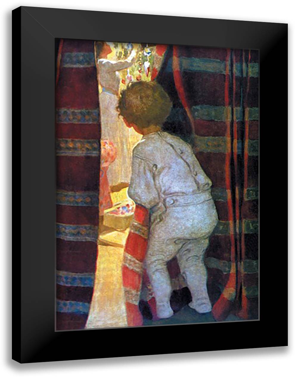 Peeping into the Parlor 16x22 Black Modern Wood Framed Art Print Poster by Smith, Jessie Wilcox