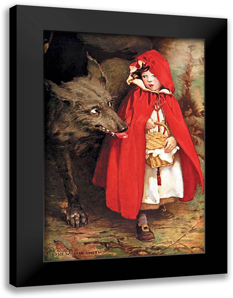 Little Red Riding Hood 16x22 Black Modern Wood Framed Art Print Poster by Smith, Jessie Wilcox