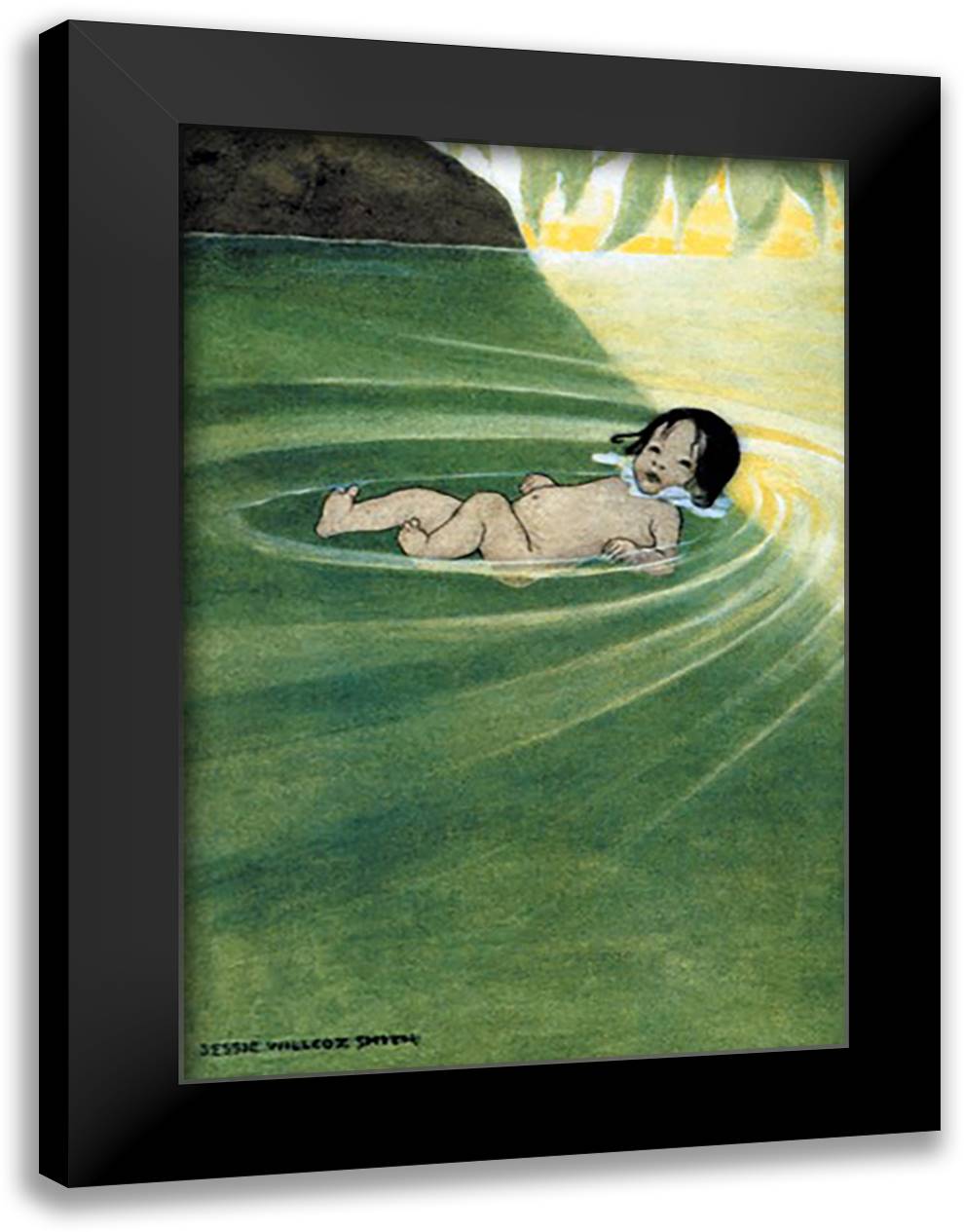 With Nothing On 16x22 Black Modern Wood Framed Art Print Poster by Smith, Jessie Wilcox