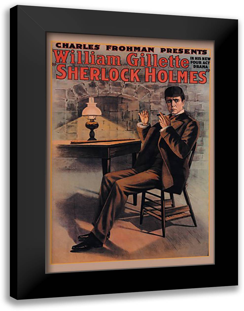 William Gillette as Sherlock Holmes 16x22 Black Modern Wood Framed Art Print Poster