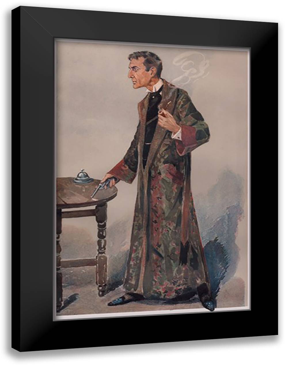 Sherlock Holmes and Revolver 16x22 Black Modern Wood Framed Art Print Poster by Sheringham, George
