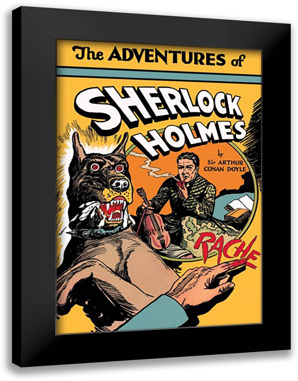Adventures of Sherlock Holmes #1 (book cover) 16x22 Black Modern Wood Framed Art Print Poster by Guerrini, Giovanni