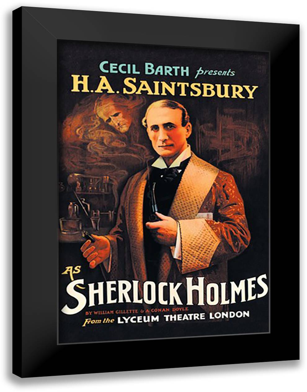 H. A. Saintsbury as Sherlock Holmes (book cover) 16x22 Black Modern Wood Framed Art Print Poster