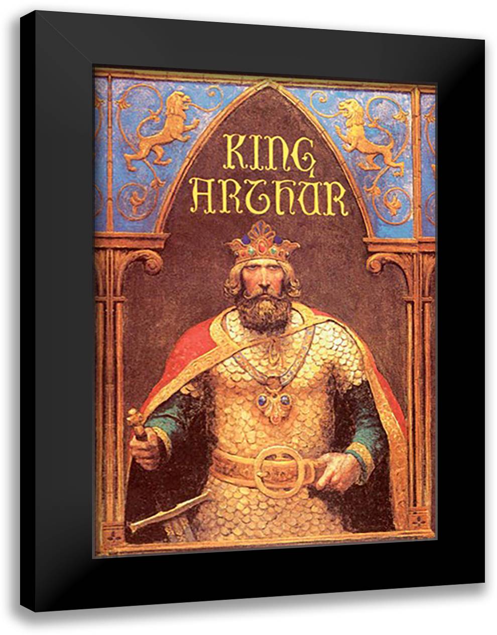 King Arthur 16x22 Black Modern Wood Framed Art Print Poster by Wyeth, Newell Convers
