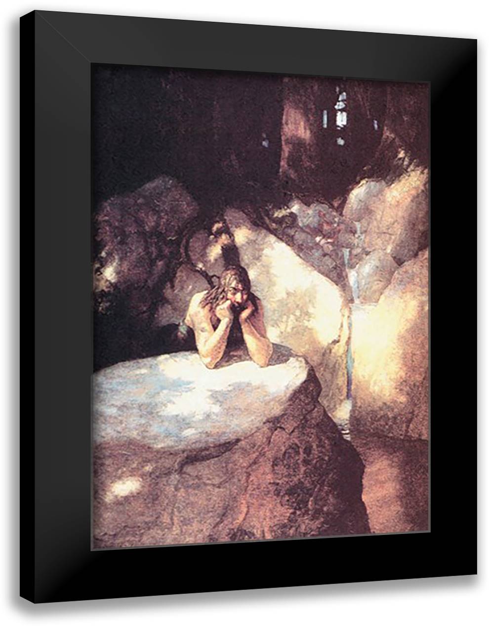 And Lived by the Fruit 16x22 Black Modern Wood Framed Art Print Poster by Wyeth, Newell Convers