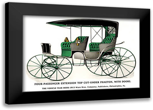 Four Passenger Extension Top Cut-Under Phaeton with Doors 22x16 Black Modern Wood Framed Art Print Poster