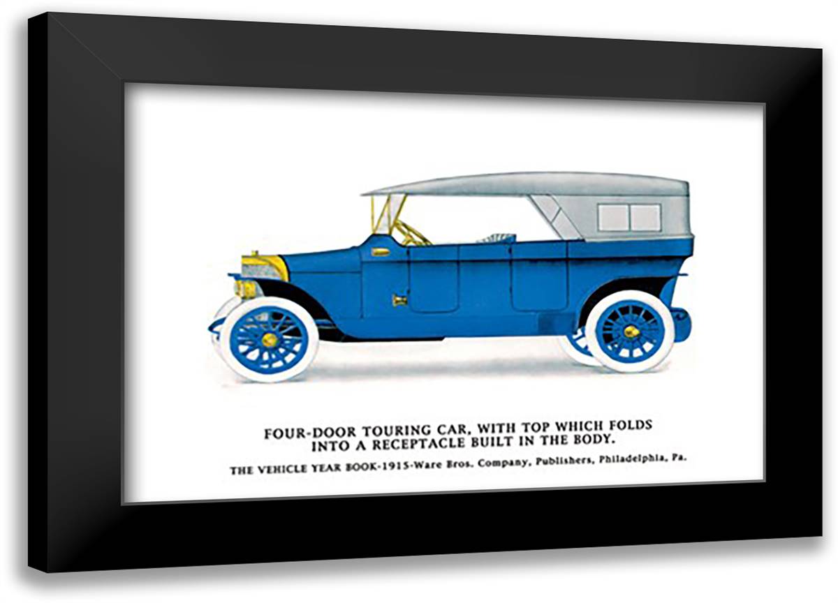 Four-Door Touring Car 22x16 Black Modern Wood Framed Art Print Poster