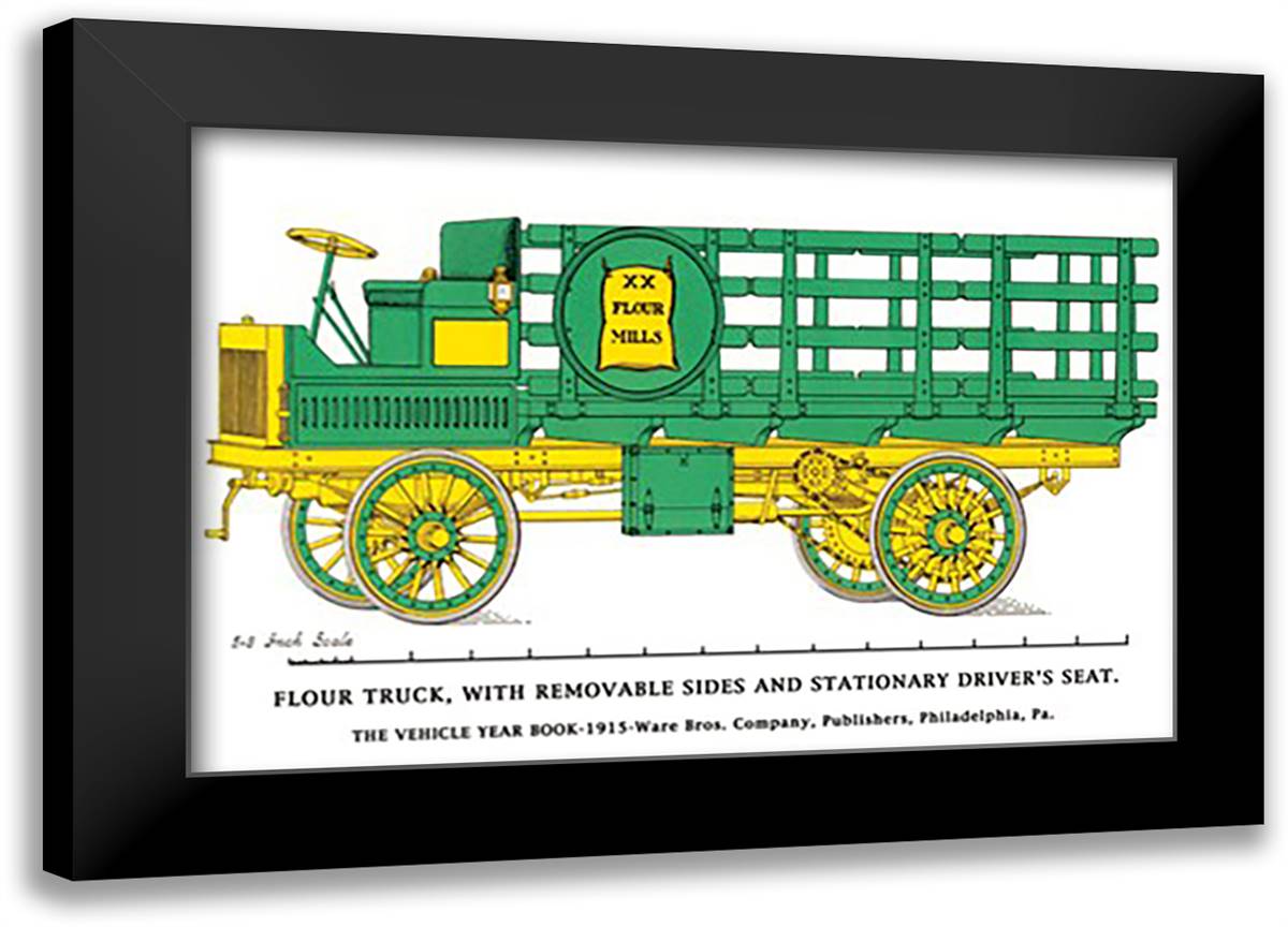 Flour Truck w/ removable sides and stationary driver's seat 22x16 Black Modern Wood Framed Art Print Poster