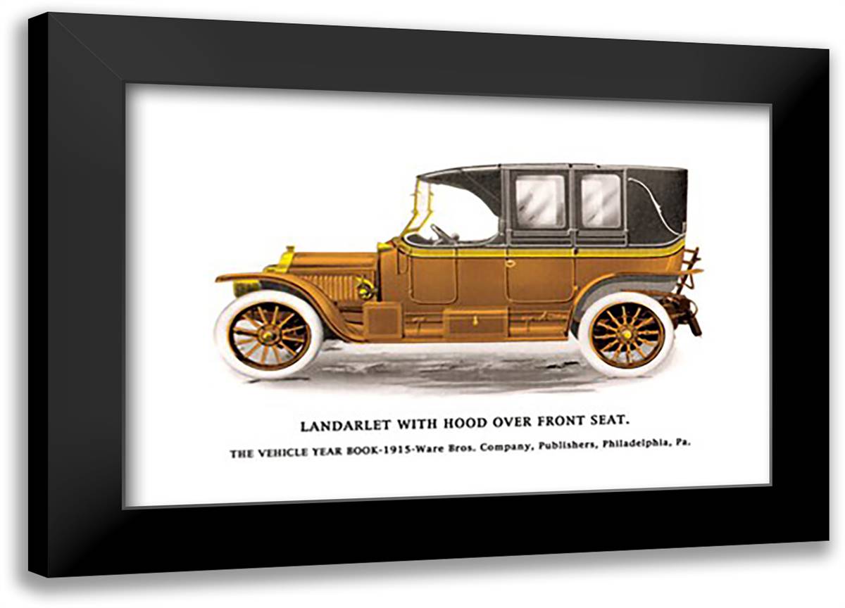 Landaulet w/ Hood Over Front Seat 22x16 Black Modern Wood Framed Art Print Poster