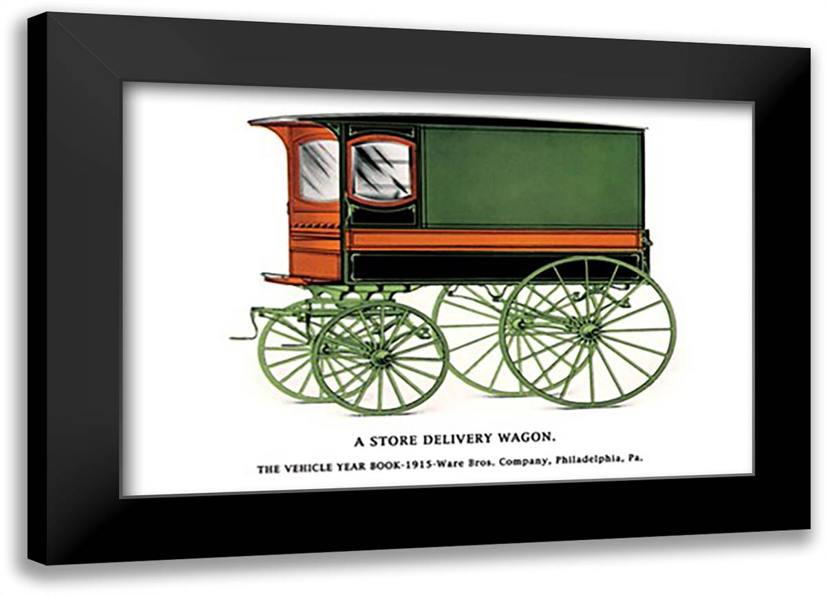 Store Delivery Wagon 22x16 Black Modern Wood Framed Art Print Poster