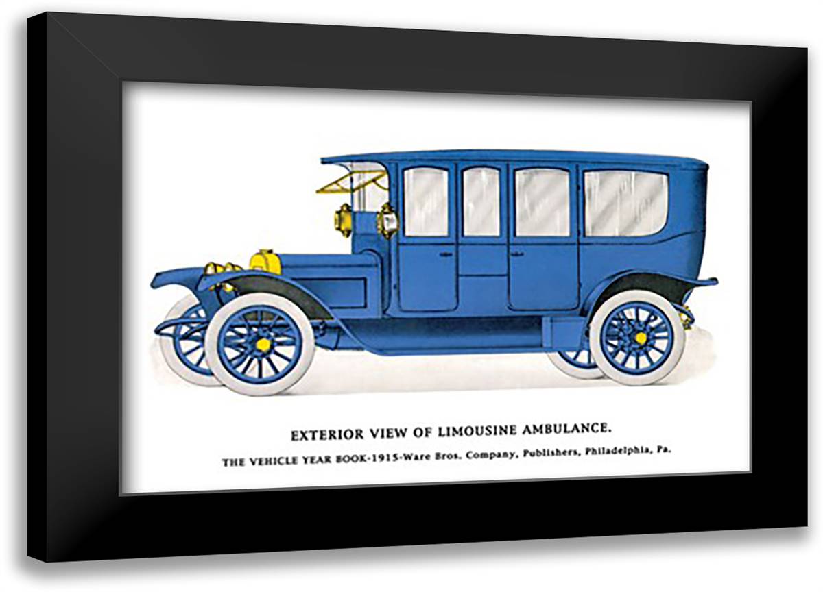 Exterior View of Limousine Ambulance 22x16 Black Modern Wood Framed Art Print Poster