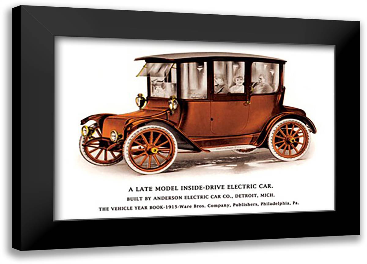 Late Model Inside-Drive Electric Car 22x16 Black Modern Wood Framed Art Print Poster