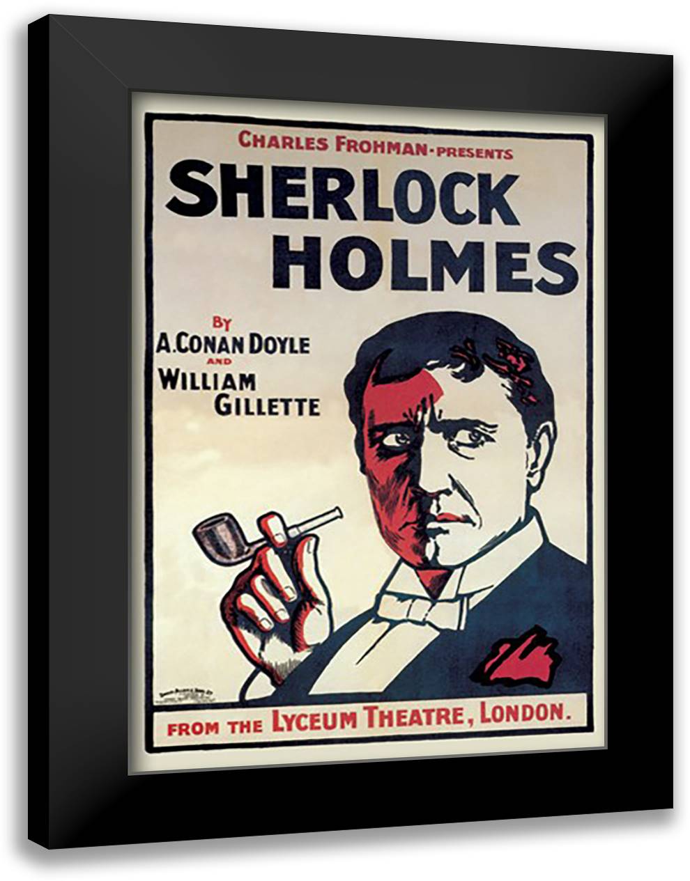 Sherlock Holmes: The Lyceum Theatre, London 16x22 Black Modern Wood Framed Art Print Poster by Browne, John Stewart