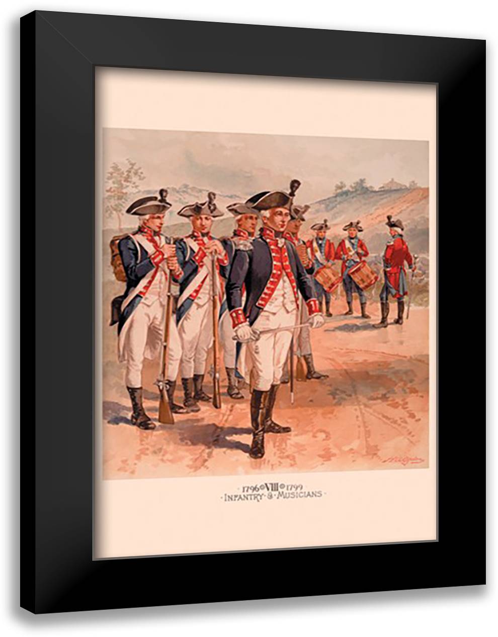 Infantry and Musicians 16x22 Black Modern Wood Framed Art Print Poster by Ogden, H. A.