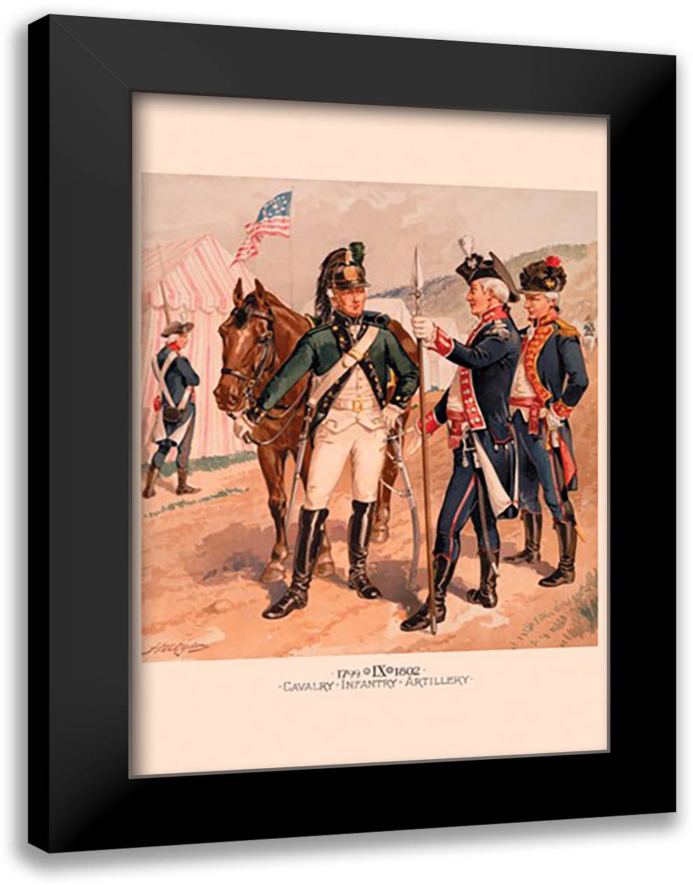 Cavalry - Infantry - Artillery 16x22 Black Modern Wood Framed Art Print Poster by Ogden, H. A.
