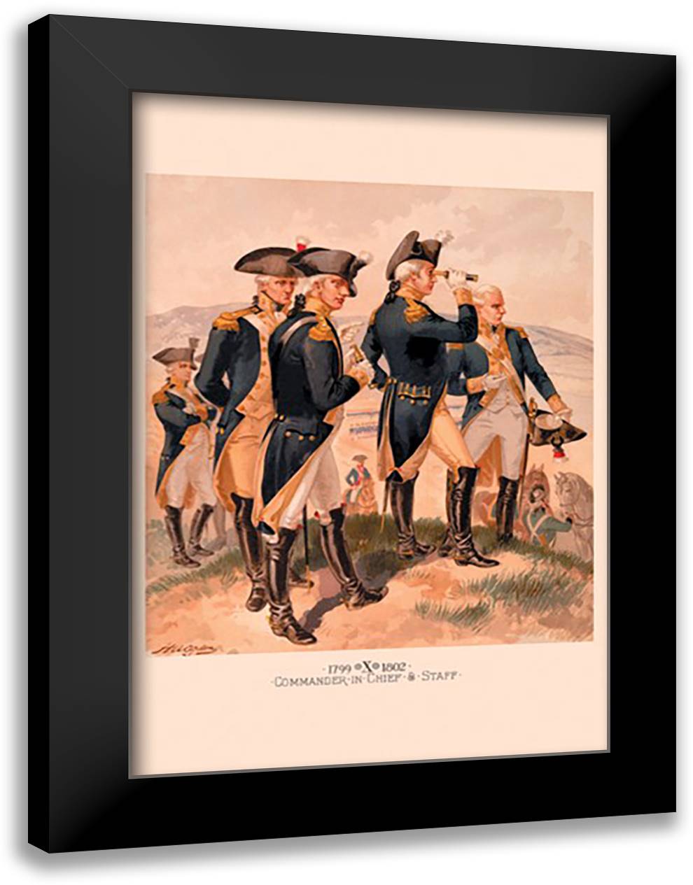 Commander in Chief and Staff 16x22 Black Modern Wood Framed Art Print Poster by Ogden, H. A.