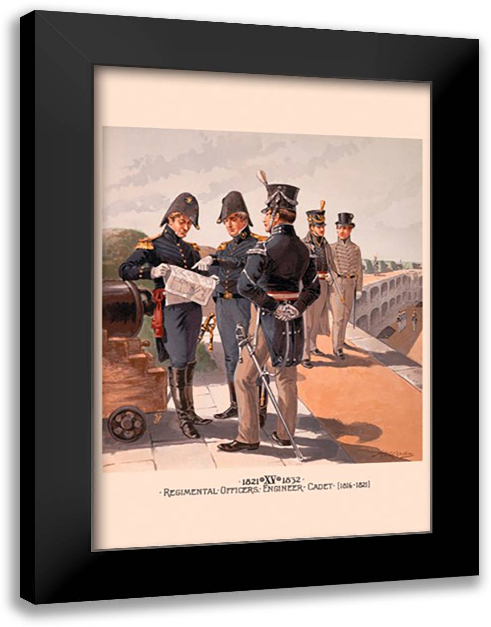Regimental Officers , Engineer and Cadet 16x22 Black Modern Wood Framed Art Print Poster by Ogden, H. A.