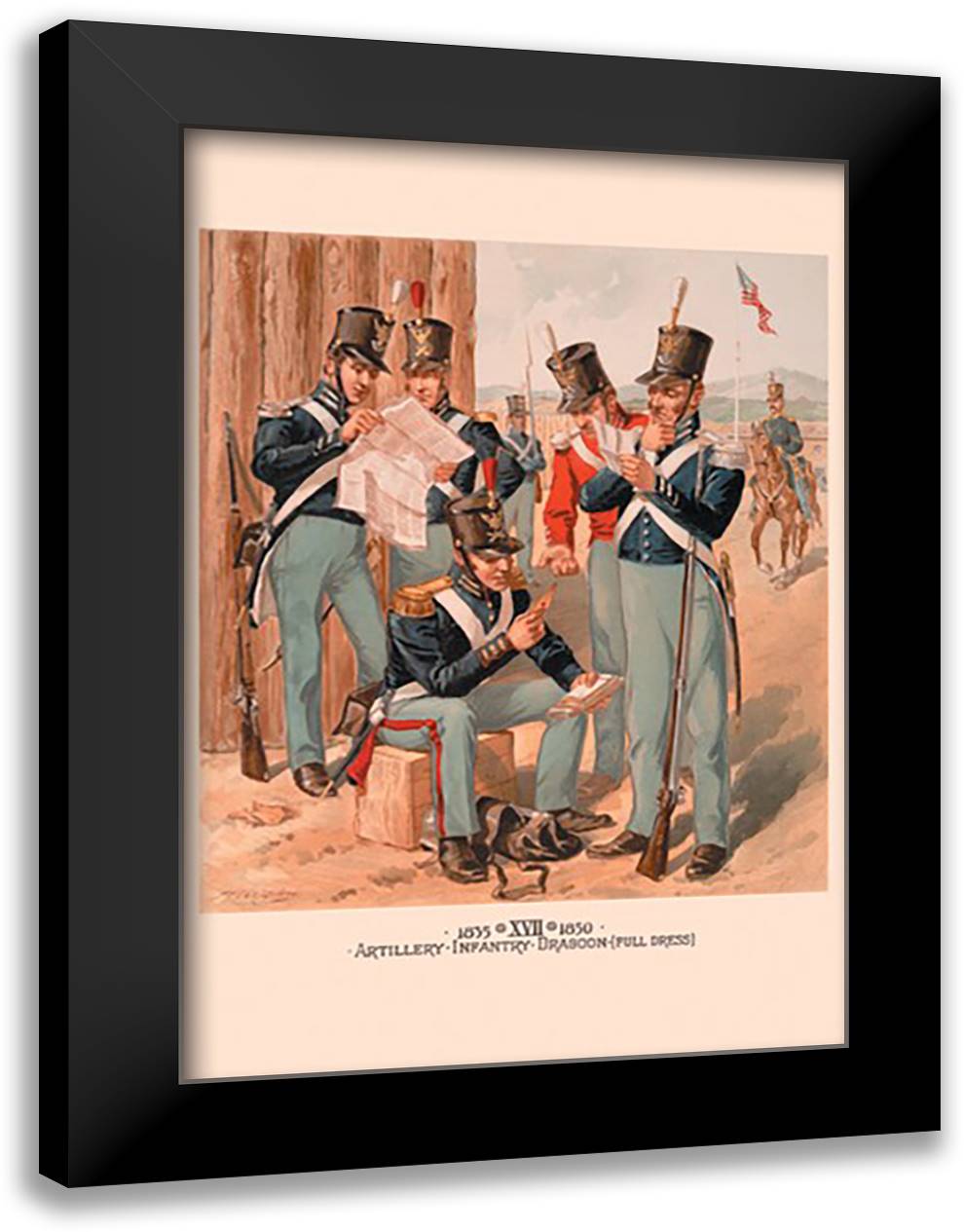 Artillery, Infantry and Dragoon 16x22 Black Modern Wood Framed Art Print Poster by Ogden, H. A.