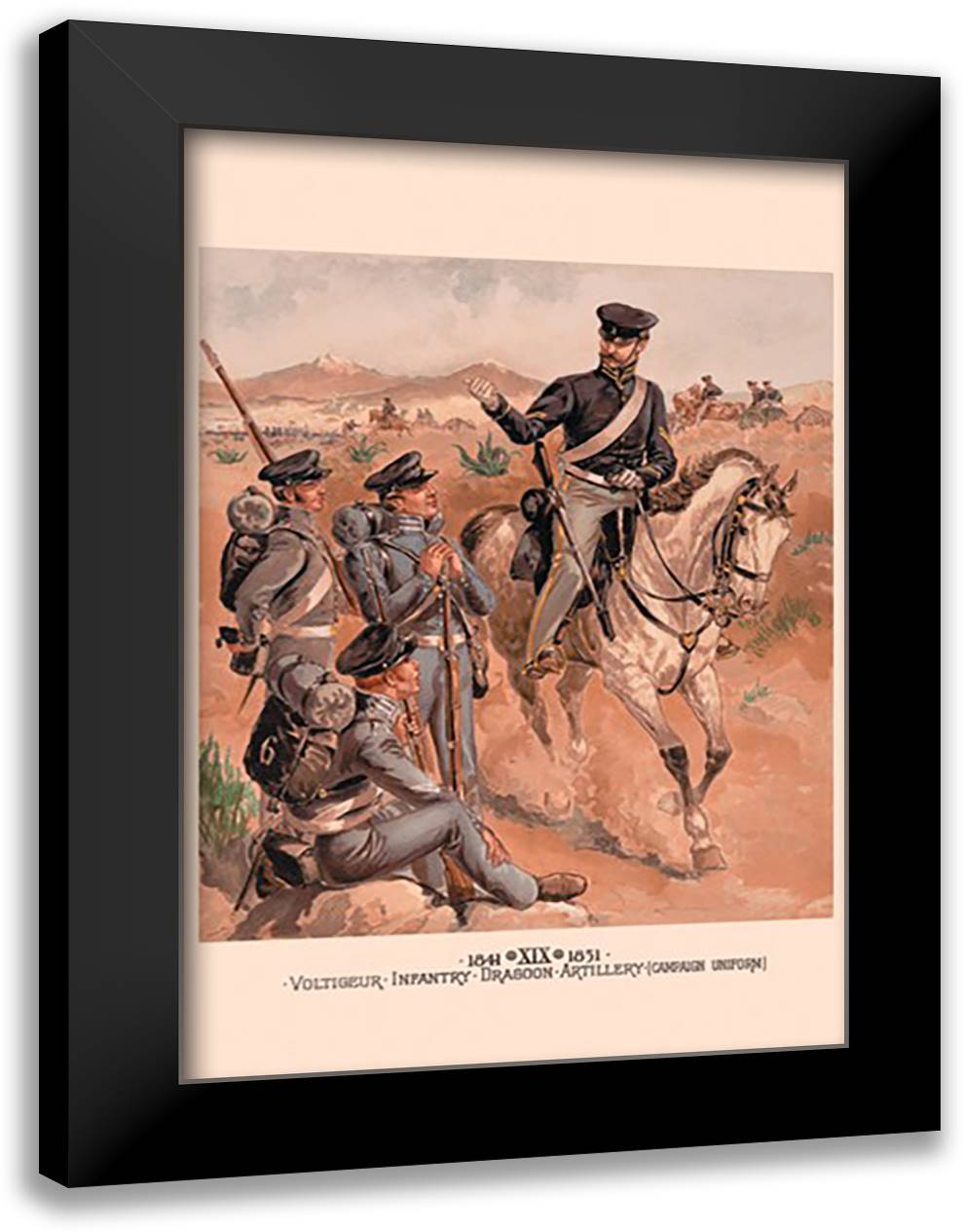 Voltigeur, Infantry, Dragoon and Artillery 16x22 Black Modern Wood Framed Art Print Poster by Ogden, H. A.