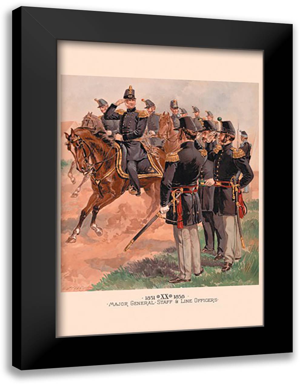 Major General, Staff and Line Officers #2 16x22 Black Modern Wood Framed Art Print Poster by Ogden, H. A.
