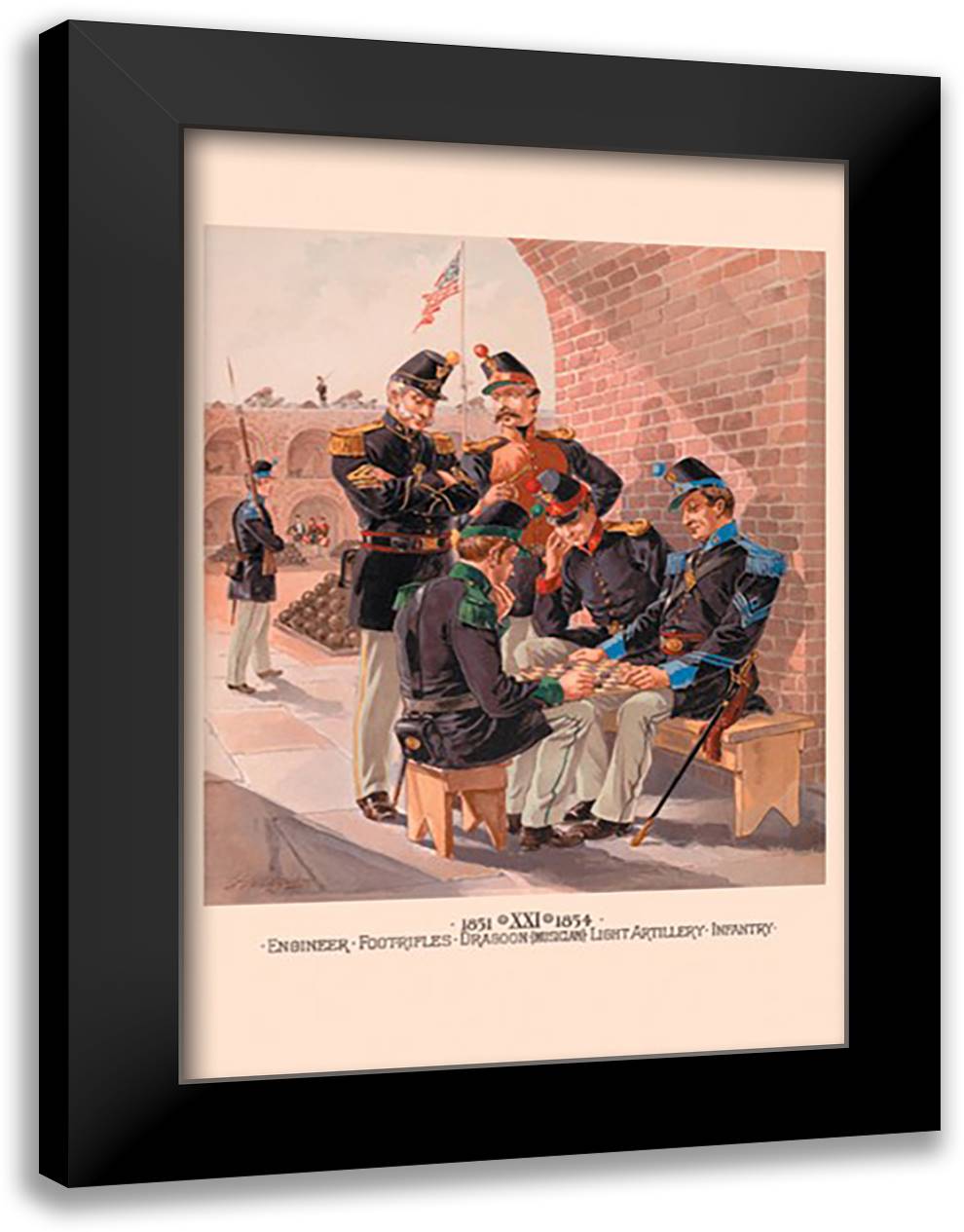Engineer, Footrifles, Dragoon, Light Artillery and Infantry 16x22 Black Modern Wood Framed Art Print Poster by Ogden, H. A.