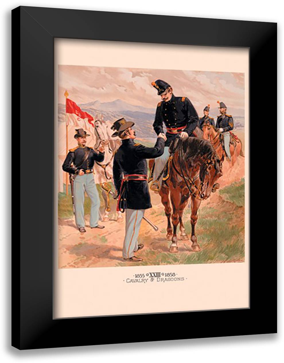 Cavalry and Dragoons 16x22 Black Modern Wood Framed Art Print Poster by Ogden, H. A.