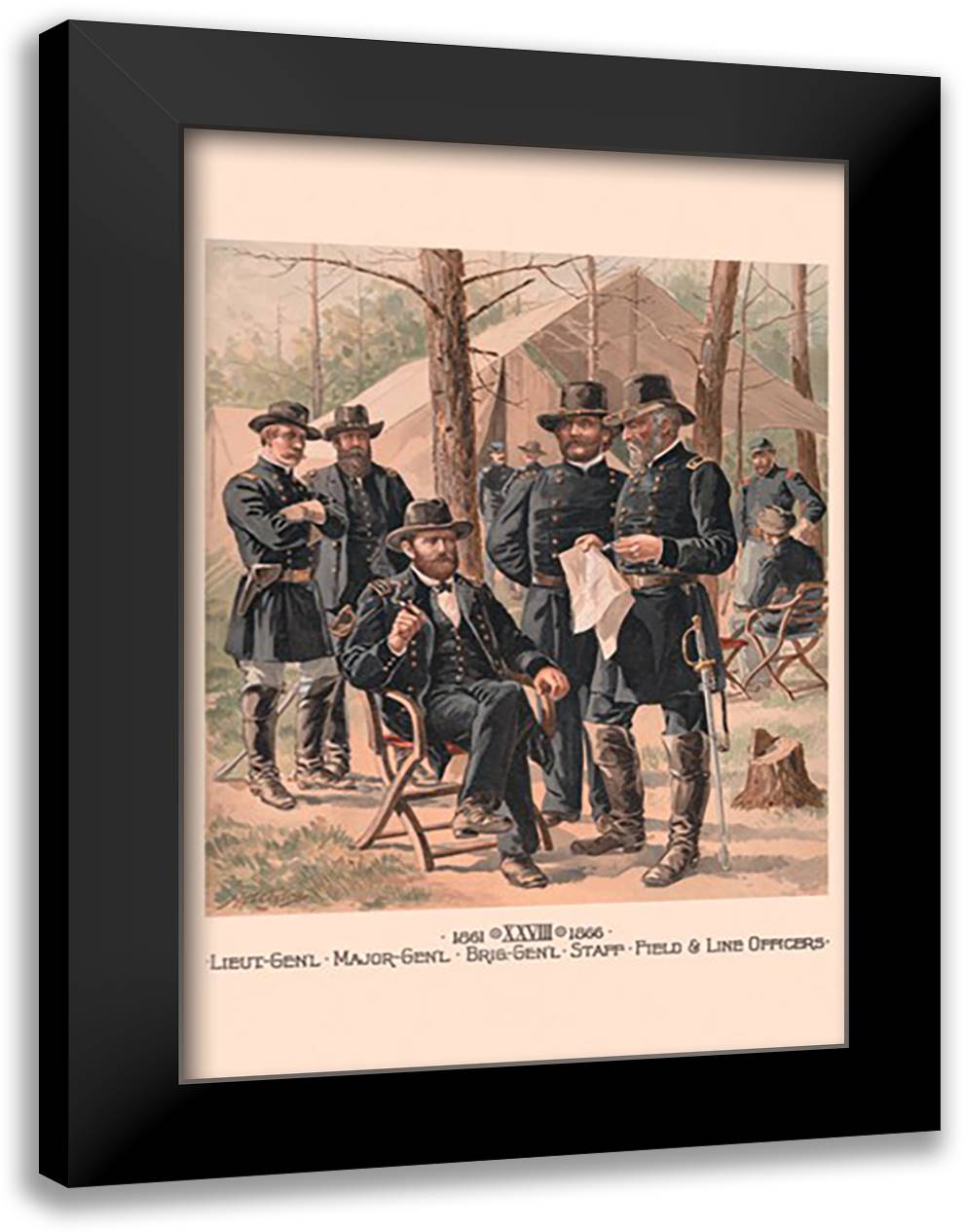 Lieut-Gen'l, Major-Gen'l, Brig-Gen'l, Staff, Field & Line Officers 16x22 Black Modern Wood Framed Art Print Poster by Ogden, H. A.