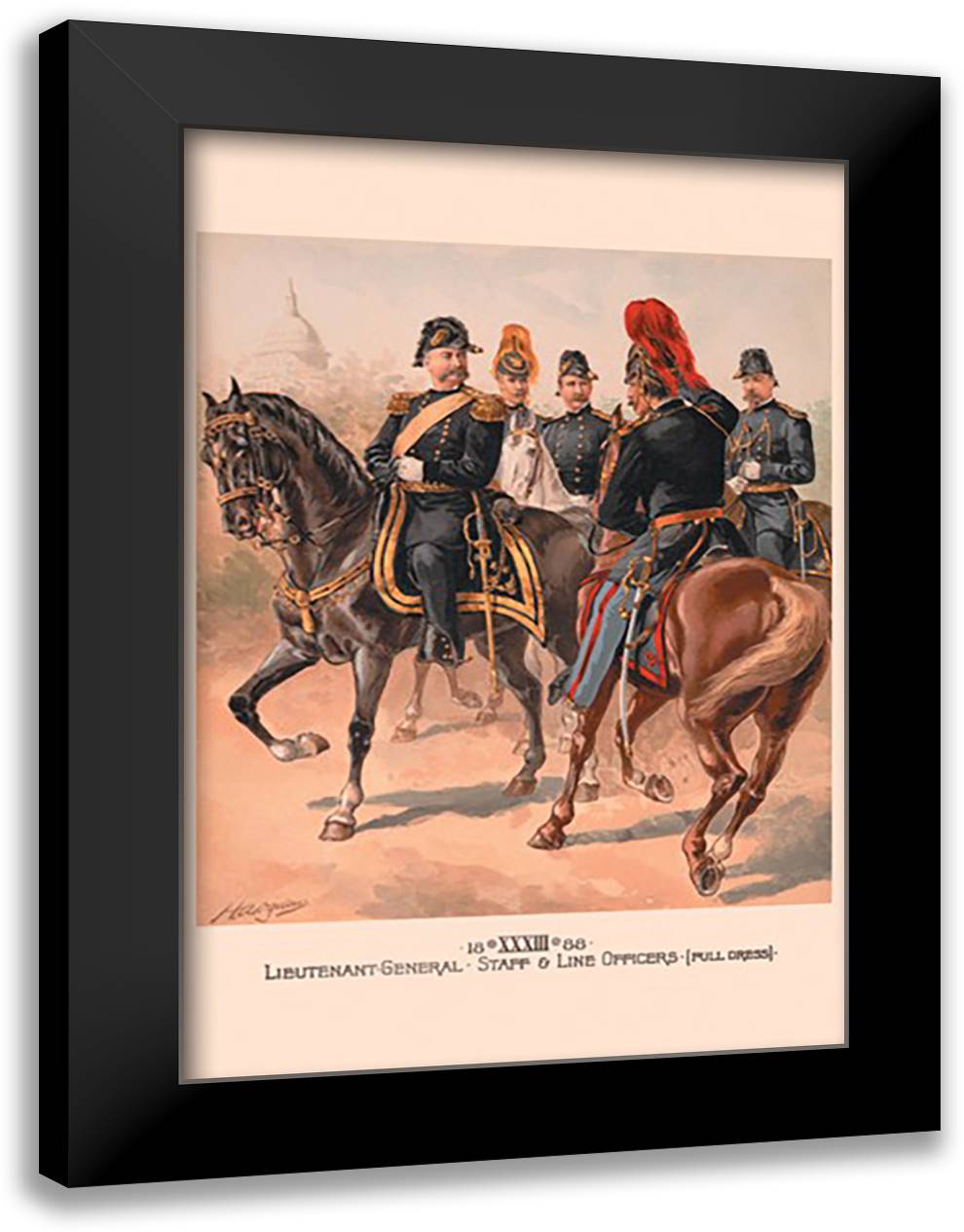 Lieutenant General, Staff & Line Officers (Full Dress) 16x22 Black Modern Wood Framed Art Print Poster by Ogden, H. A.