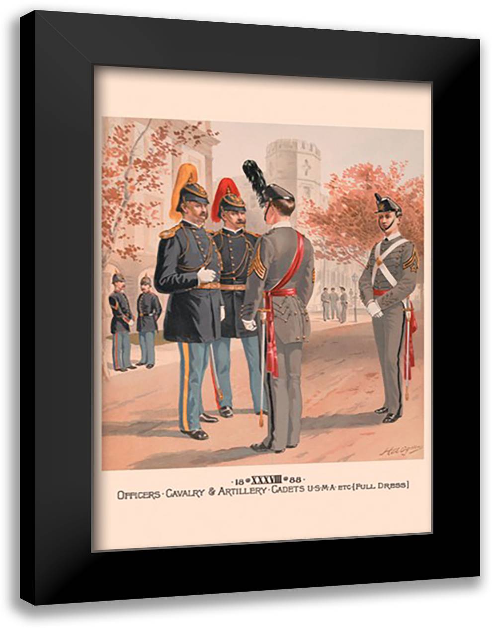 Officers, Cavalry & Artillery, Cadets USMA, etc. (Full Dress) 16x22 Black Modern Wood Framed Art Print Poster by Ogden, H. A.