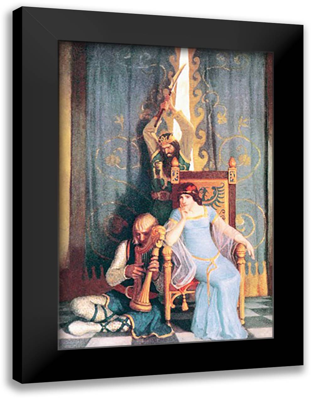 Death of King Mark 16x22 Black Modern Wood Framed Art Print Poster by Wyeth, Newell Convers