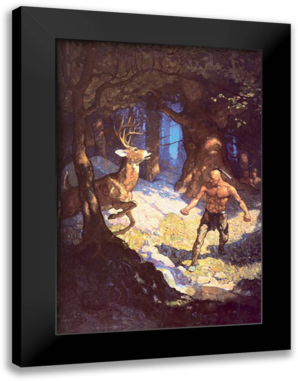 Inncus Slays the Deer 16x22 Black Modern Wood Framed Art Print Poster by Wyeth, Newell Convers