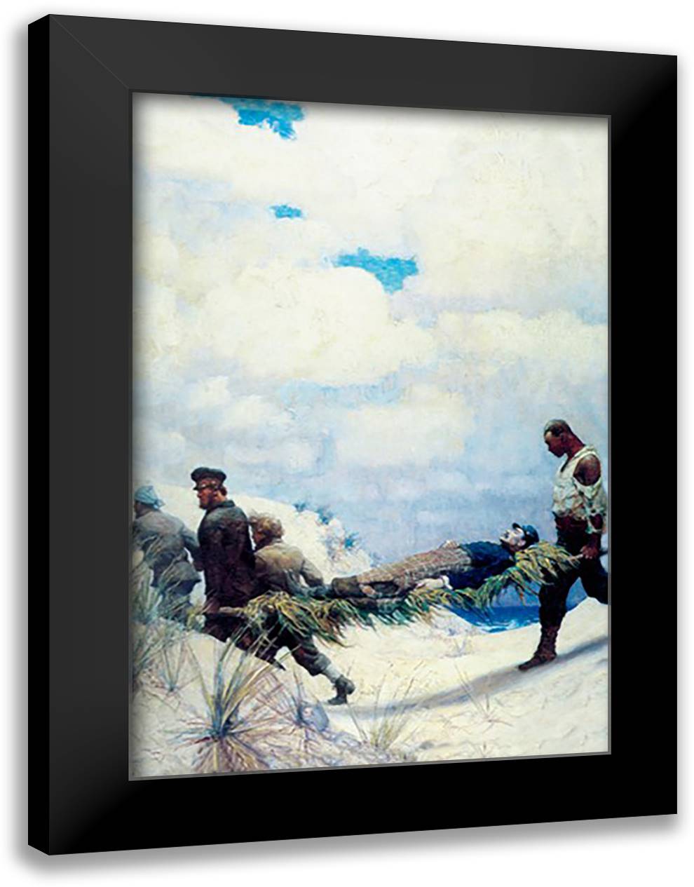 Rescue of Captain Harding 16x22 Black Modern Wood Framed Art Print Poster by Wyeth, Newell Convers